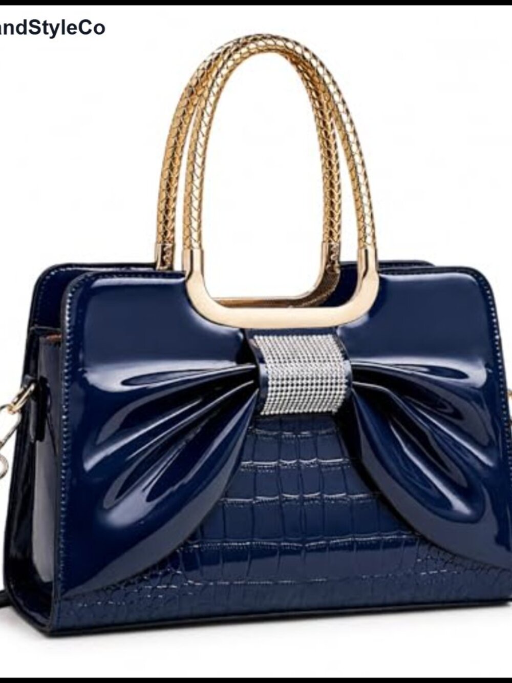 Women's Glossy Patent Leather Handbag Top Handle Satchel - Medium Structured